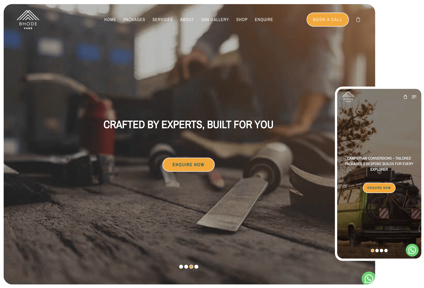 Bhode Vans' previous website, prior to the redesign