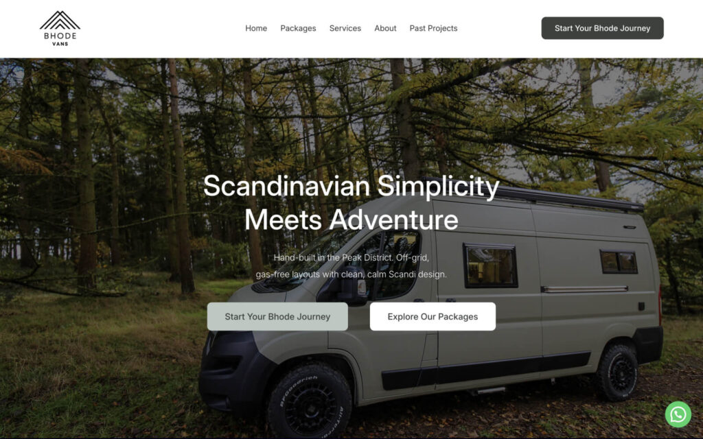 Bhode Vans new website home page