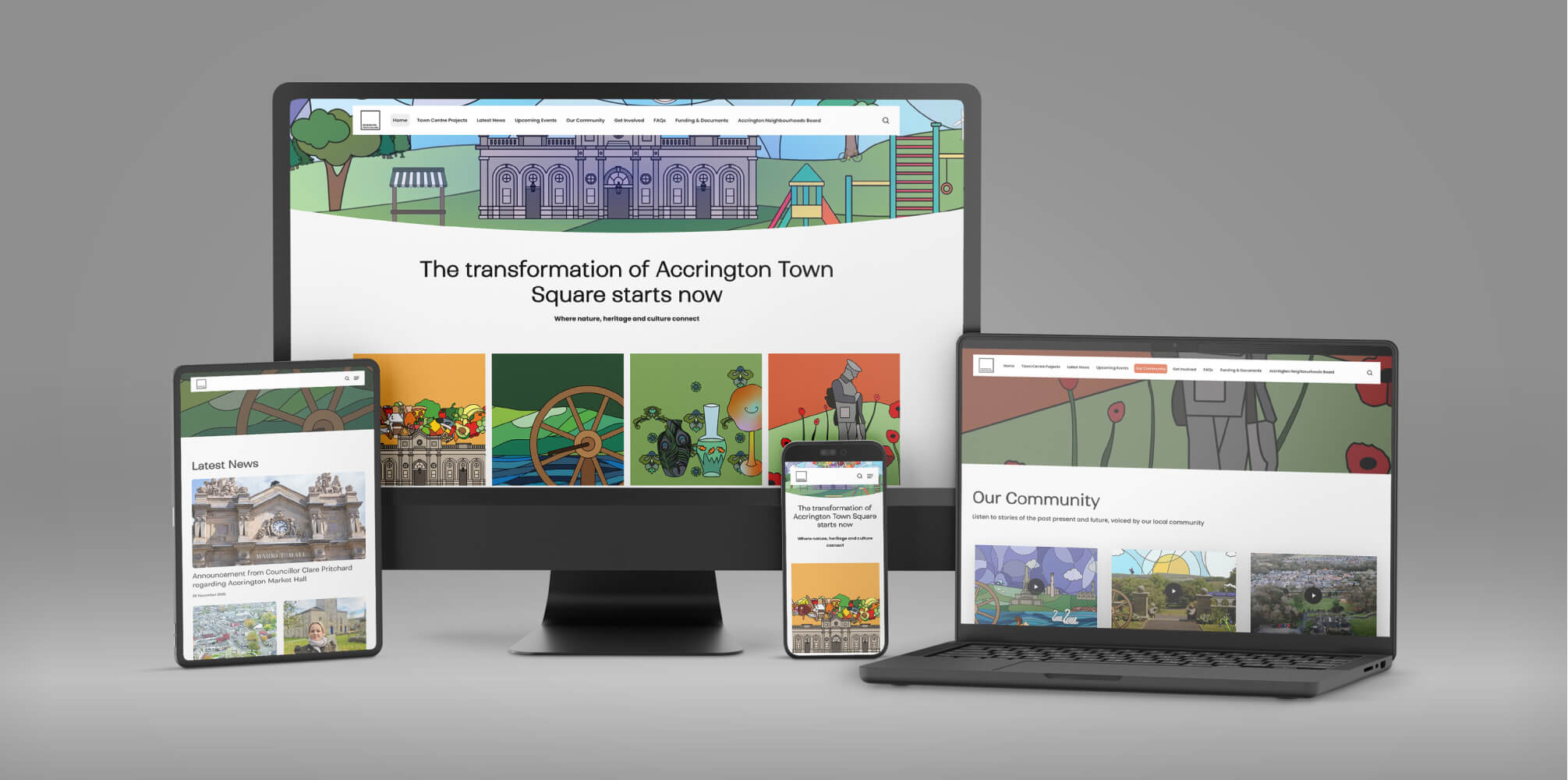 website for accrington town square on various devices