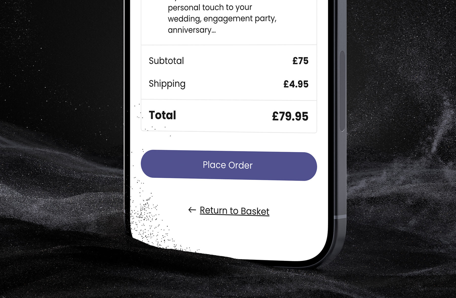 place order button on an ecommerce website for an East Lancashire charity